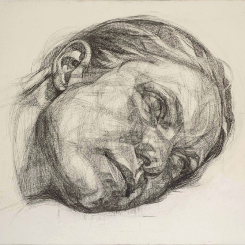 Toppled Head TOPPLED HEAD, charcoal on canvas, 111x138cm